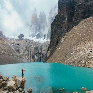 Image by SOFCOR titled ’torres del paine, lake, mountains’. Source: Pixabay
