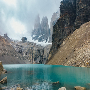Image by SOFCOR titled ’torres del paine, lake, mountains’. Source: Pixabay