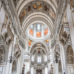 Image by ChiemSeherin titled ’church, nave, salzburg cathedral’. Source: Pixabay