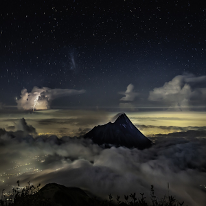 Image by Kanenori titled ’volcano, merapi, starry sky’. Source: Pixabay